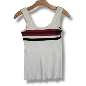 Fashion Vitamin women's white multicolor striped Ribbed tank top - large